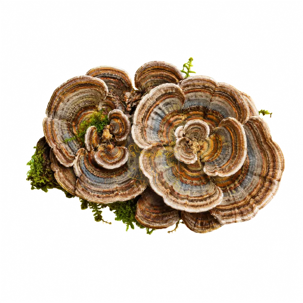 Turkey Tail mushrooms on a transparent background